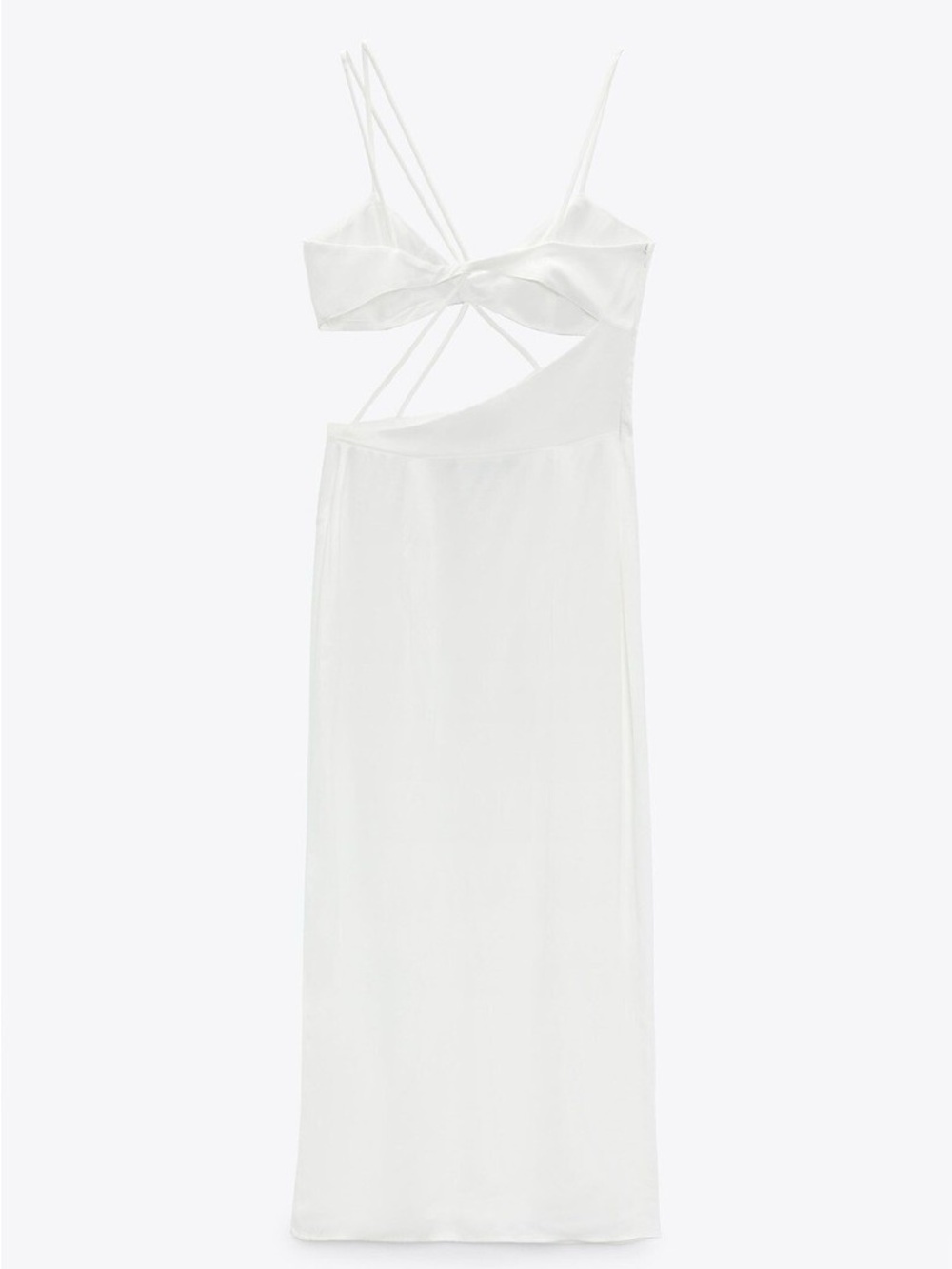 ZARA WOMAN WHITE SATIN EFFECT CUT OUT DRESS - Picture 8 of 9